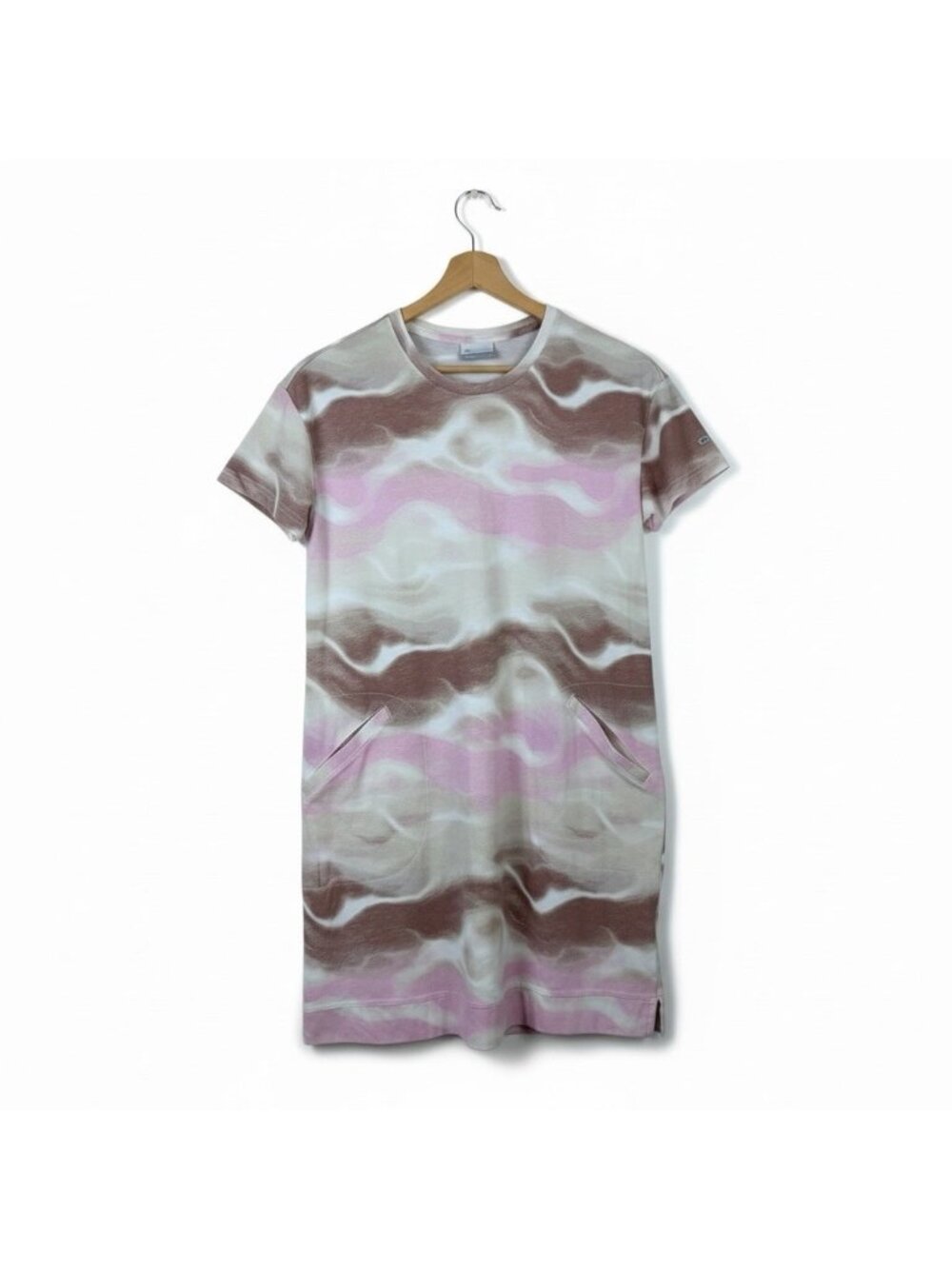 Columbia T Shirt Dress Size Small Tie Dye Popover Pockets Shift French Terry